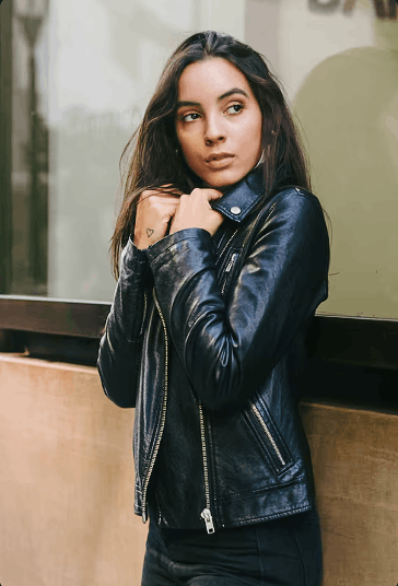 Veste En Cuir Noir Femme