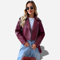 Veste en simili Cuir Bordeaux Femme