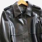 Longue veste en cuir pour femme style trench