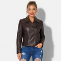Veste en Simili Cuir Femme Marron Foncé très élégante