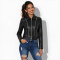 Veste en cuir femme noir style perfecto avec plusieurs fermetures en cuir d'agneau veritable