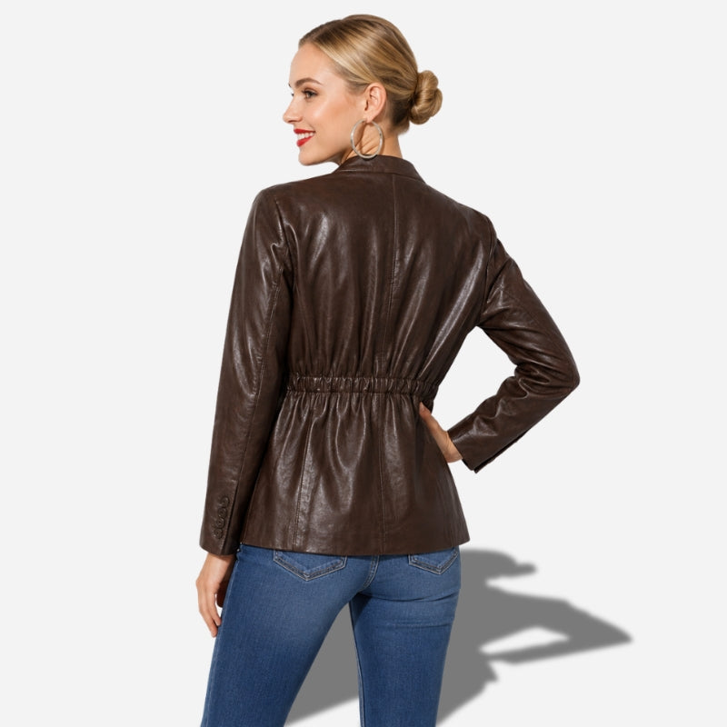 Blazer en cuir marron femme