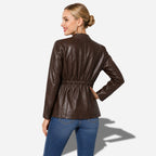 Blazer en cuir marron femme