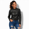 Veste femme en cuir noir style rétro