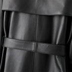 Veste en cuir noir longue pour femme en cuir d'agneau veritable