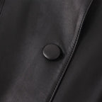 Veste Longue en Cuir Noir Pour Femme - Véritable Peau d'Agneau