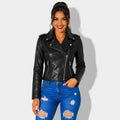 Veste en simili cuir noir pour femme style perfecto