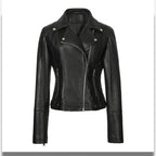 Veste en simili cuir noir pour femme style perfecto