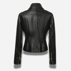 Veste en simili cuir noir pour femme style perfecto
