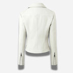 Veste en simili cuir cintrée pour femme de couleur blanche style perfecto