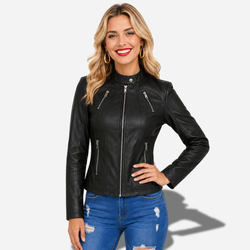 Veste Noir en Simili Cuir Femme - American Biker