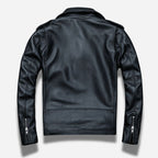 Veste en cuir noir pour homme style perfecto biker en cuir de vachette avec ceinture