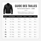 Guide des tailles de la veste en cuir noire homme