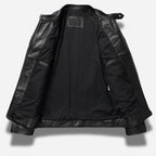 Veste en cuir homme noir style biker moto en cuir de vachette véritable avec épaules matelassés
