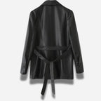 Veste en cuir longue pour femme avec ceinture en cuir d'agneau