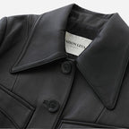 Veste en cuir longue pour femme avec ceinture en cuir d'agneau