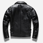 Veste noir en cuir homme avec col chemise et en cuir de vachette véritable