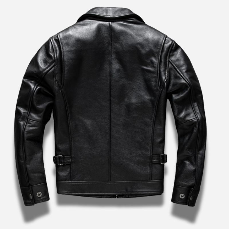 Veste noir en cuir homme avec col chemise et en cuir de vachette véritable