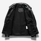 Veste noir en cuir homme avec col chemise et en cuir de vachette véritable