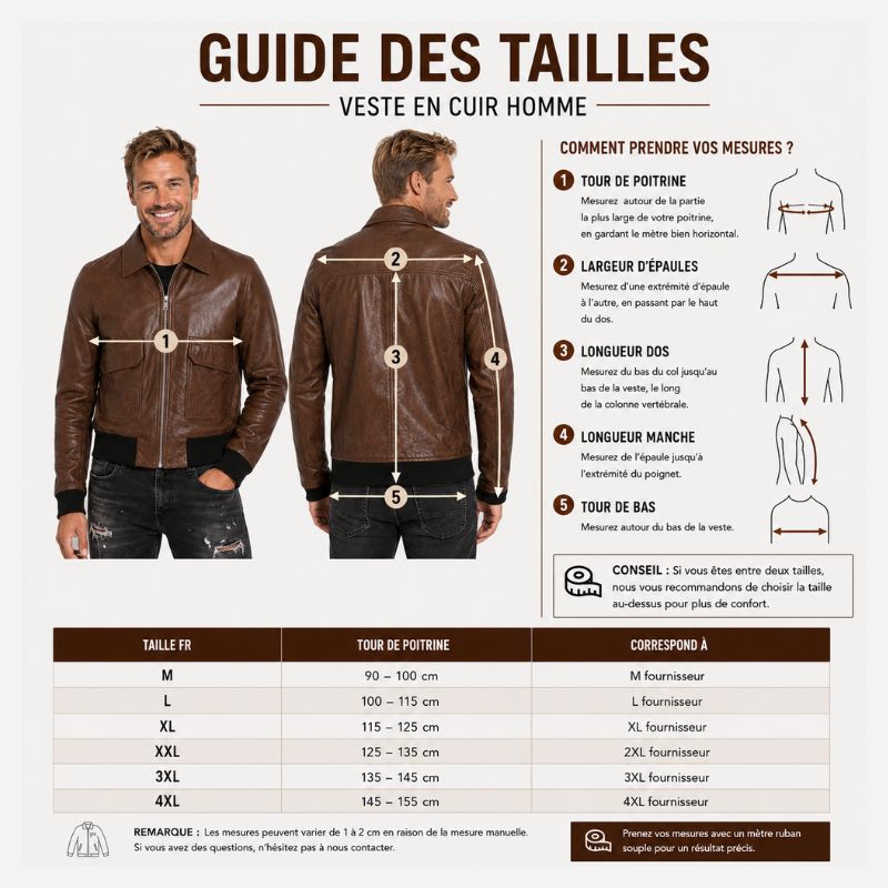Veste En Cuir Marron Homme | Bomber Aviateur Cuir de Vachette