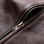 Veste En Cuir Marron Foncé Homme | Cuir de Vachette Véritable