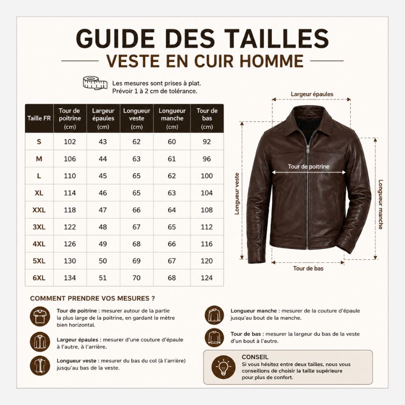 Veste En Cuir Marron Foncé Homme | Cuir de Vachette Véritable