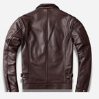 Veste en cuir marron foncé pour homme avec col chemise et en cuir de vachette véritable