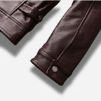 Veste En Cuir Marron Foncé Homme | Cuir de Vachette Véritable