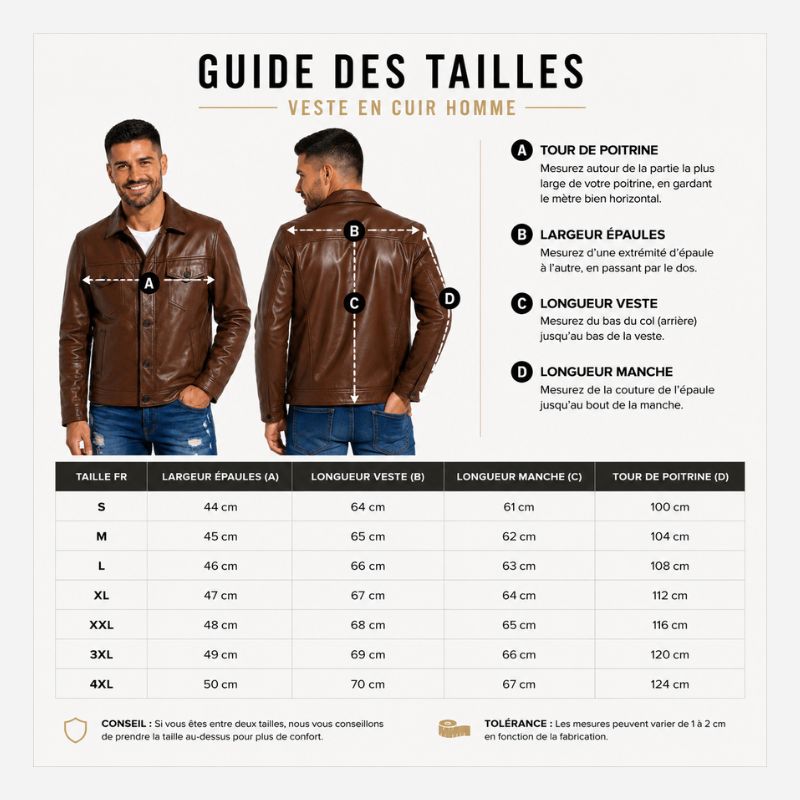 Veste En Cuir Marron Homme Fashion | Cuir de Vachette