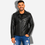 Veste En Cuir De Vachette Noir Pour Homme