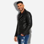 Veste En Cuir De Vachette Noir Pour Homme
