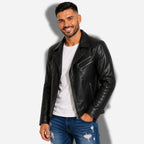 Veste En Cuir De Vachette Noir Pour Homme