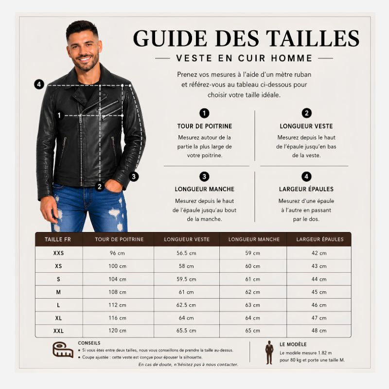 Veste En Cuir De Vachette Noir Pour Homme