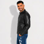 Veste en simili cuir homme noir style motard