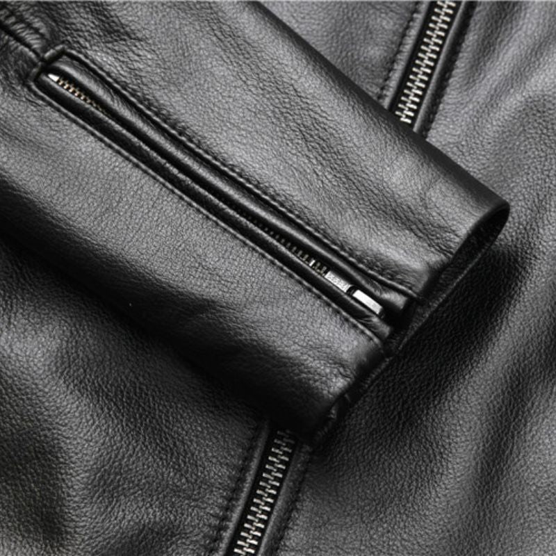 Veste en simili cuir homme noir style motard