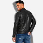 Veste en simili cuir homme noir style motard