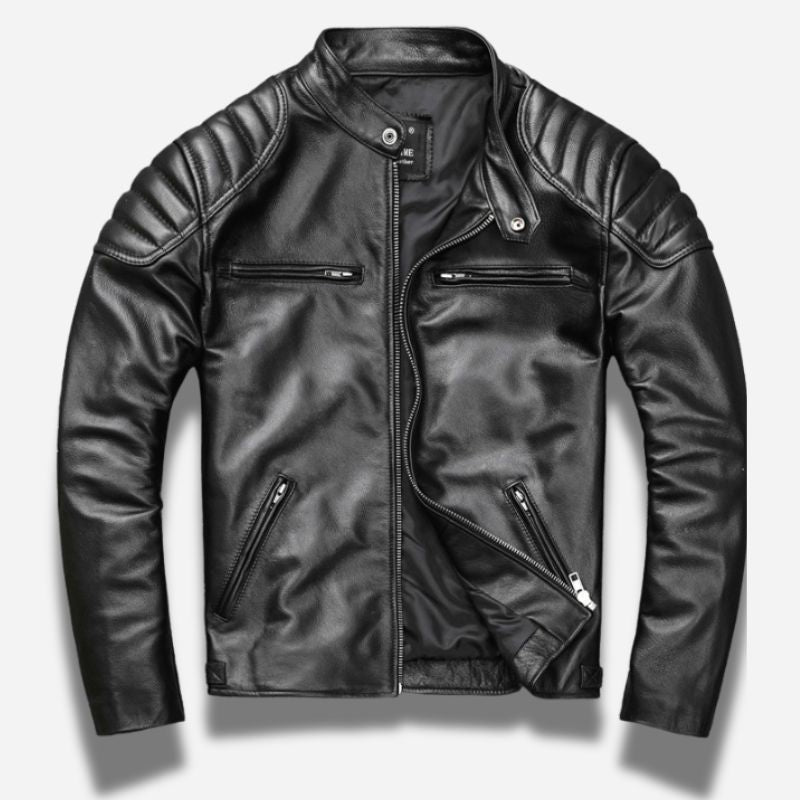 Veste en simili cuir homme noir style motard