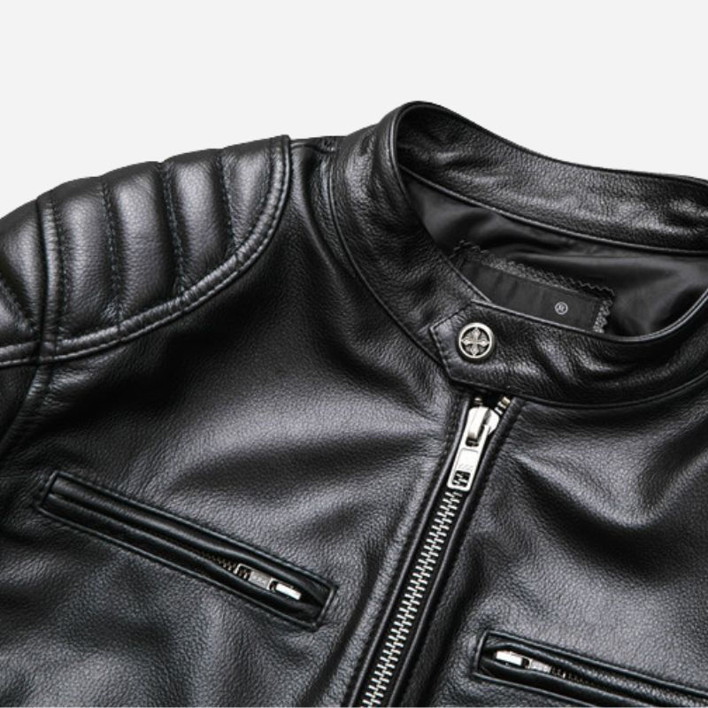 Veste en simili cuir homme noir style motard