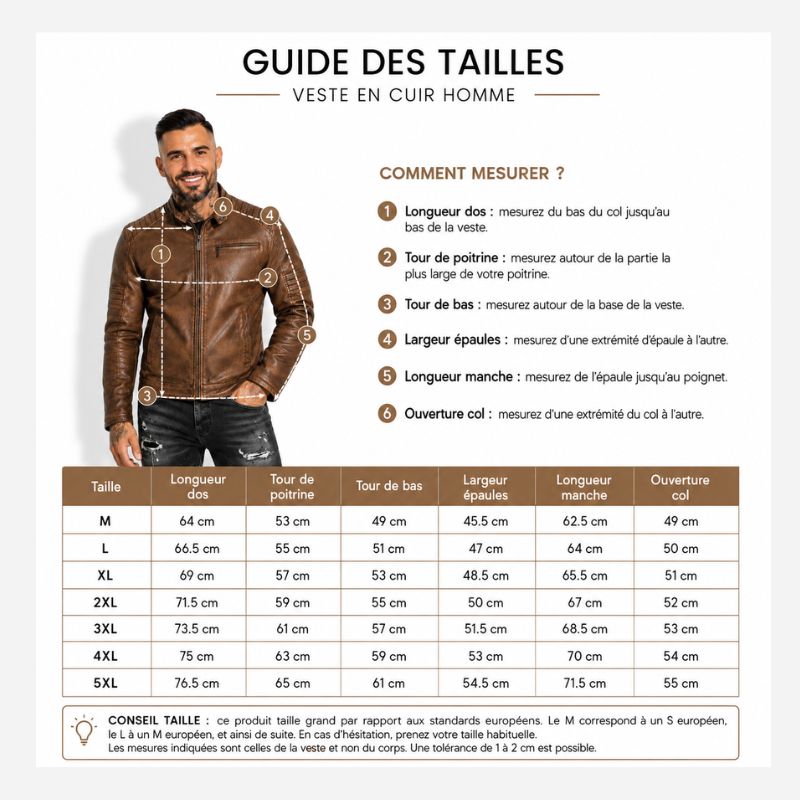 Veste En Simili Cuir Marron Homme | Style Biker Vintage