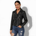 Veste en cuir courte pour femme en cuir d'agneau style perfecto