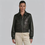 Veste en cuir femme noir style rétro vingtage