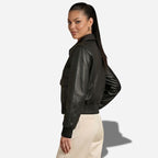 Veste courte en cuir veritable pour femme