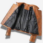 veste cuir marron femme style perfecto en cuir d'agneau
