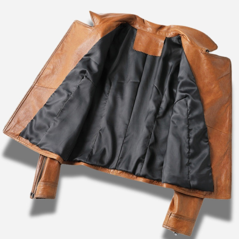 veste cuir marron femme style perfecto en cuir d'agneau