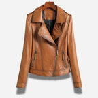 veste cuir marron femme style perfecto en cuir d'agneau