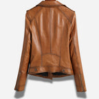 veste cuir marron femme style perfecto en cuir d'agneau