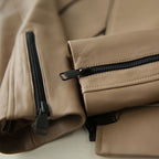 Veste en cuir marron clair pour femme style perfecto biker
