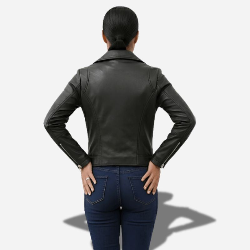 Veste en cuir courte pour femme