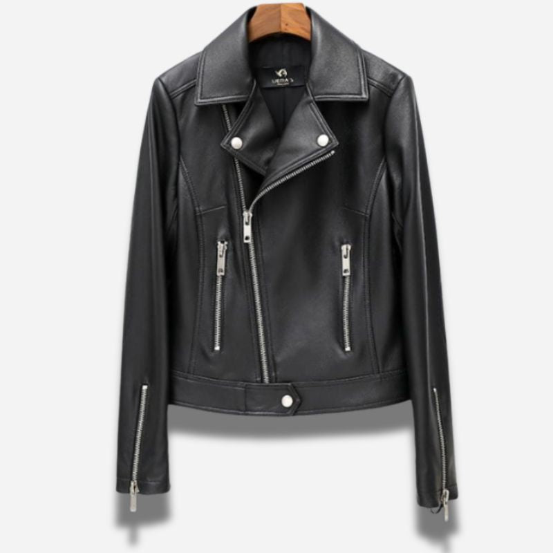 Veste en cuir courte pour femme
