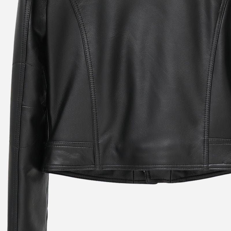 Veste en Cuir Courte Femme Cintrée — Perfecto Biker Cuir de Chèvre